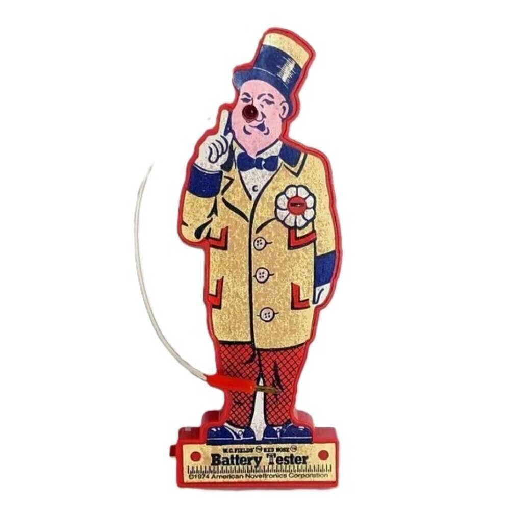 Clown  W.C. Fields Vintage 70’s‎ Battery Tester Americana Red Nose Figural
